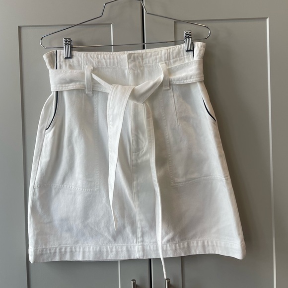 Rag & Bone White Darted High Waisted Paperbag Belted Denim Mini Skirt 26 Jean - Picture 1 of 6